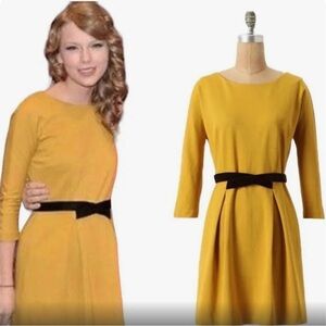 Anthropologie Girls From Savoy XS Mustard Midi Dress
